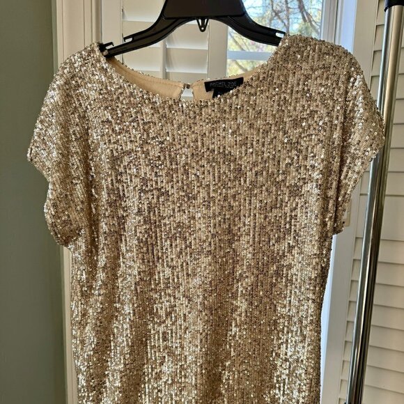 NWOT Rachel Zoe Metallic Sequin Short Sleeve Blouse Top Size Small - Picture 3 of 10